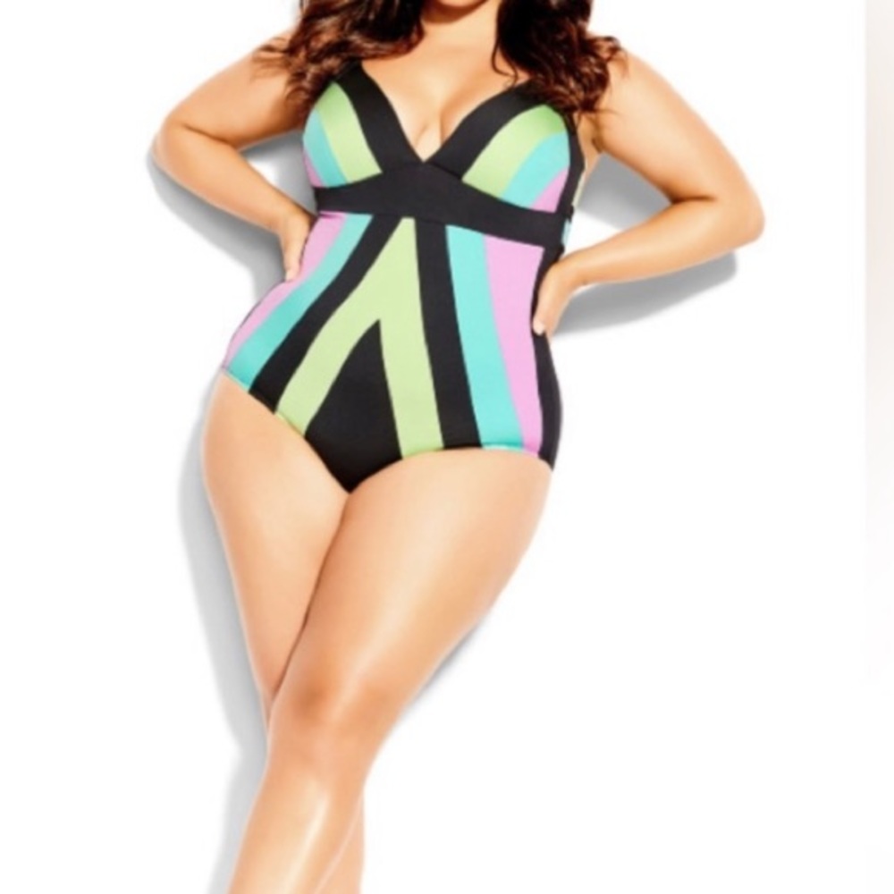 colourblock 1pc mint swimsuit